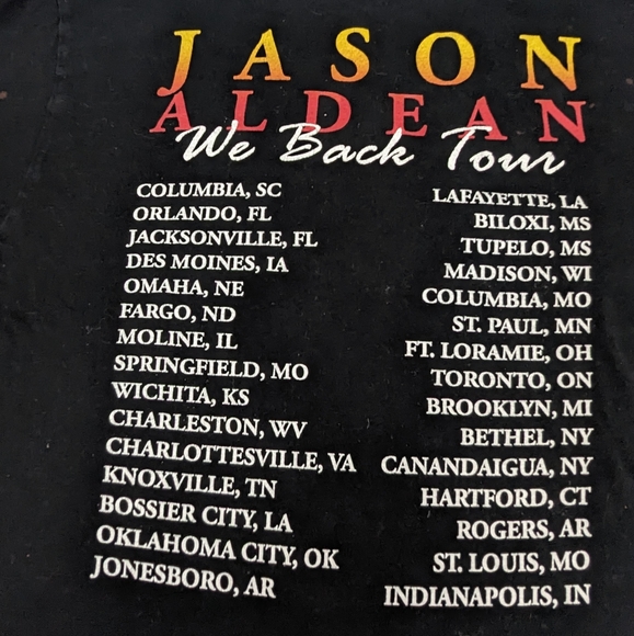 Jason Aldean 06 2020 WE BACK Concert Tee with Tour Cities on Back Medium - Picture 2 of 8